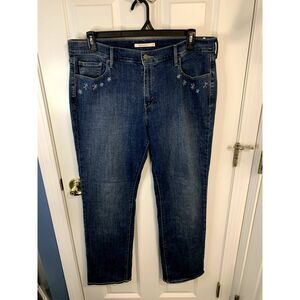 Levi's 505 Straight Floral Embroidered Jeans Women's Size 33 x 32